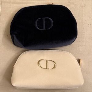 Set of 2 Dior Velvet Cosmetic Pouches - Black/Cream